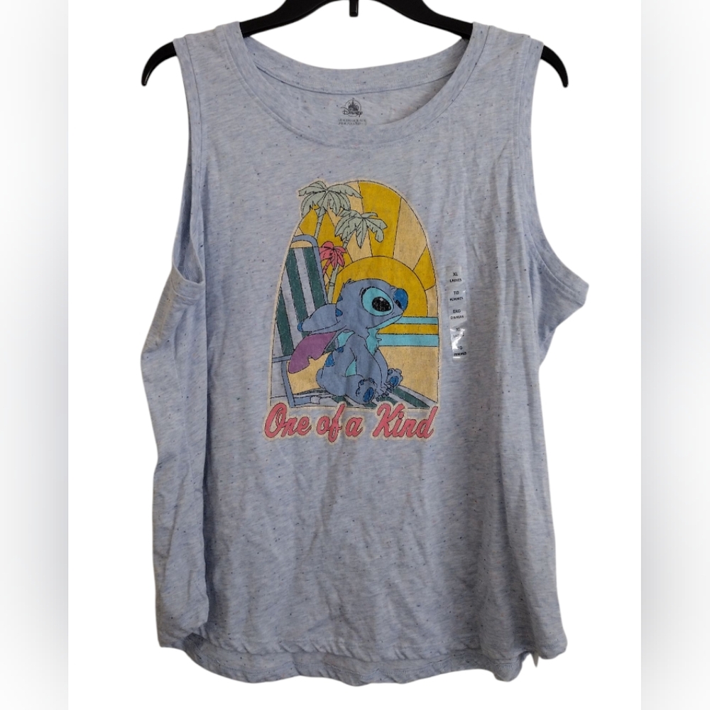 Disney Pastel Blue Multicolor Lilo And Stitch Graphic Image Tank Top Size XL